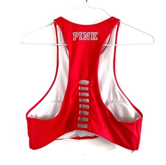 Victoria Secret Pink Beach Squad Logo Swim Bikini Top in Red - Picture 3 of 9